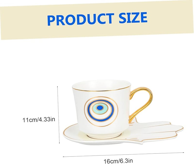 White Blue Coffee Set Smooth Rim Tea Cup For Afternoon Tea Home Bar Restaurant - Image 2